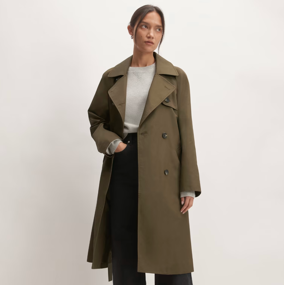 Ryan double breasted trench 2024 coat with removable hood